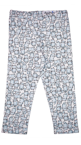 Legging tout doux pour bébé et enfant, avec de petits chats bleus