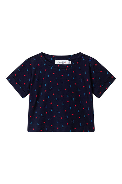 T shirt pour fille et garçon, bébé et enfant, bleu marine