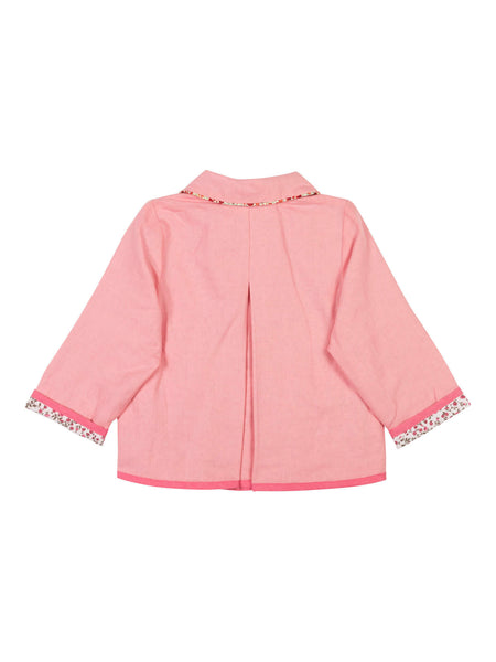 Vue de dos de la petite veste rose pour bébé et enfant